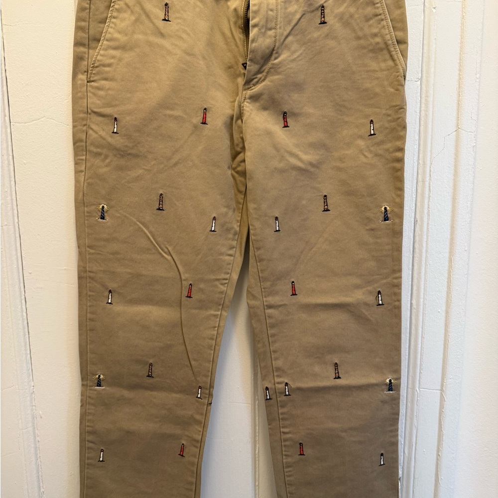 Men's Tan Embroidered Pants